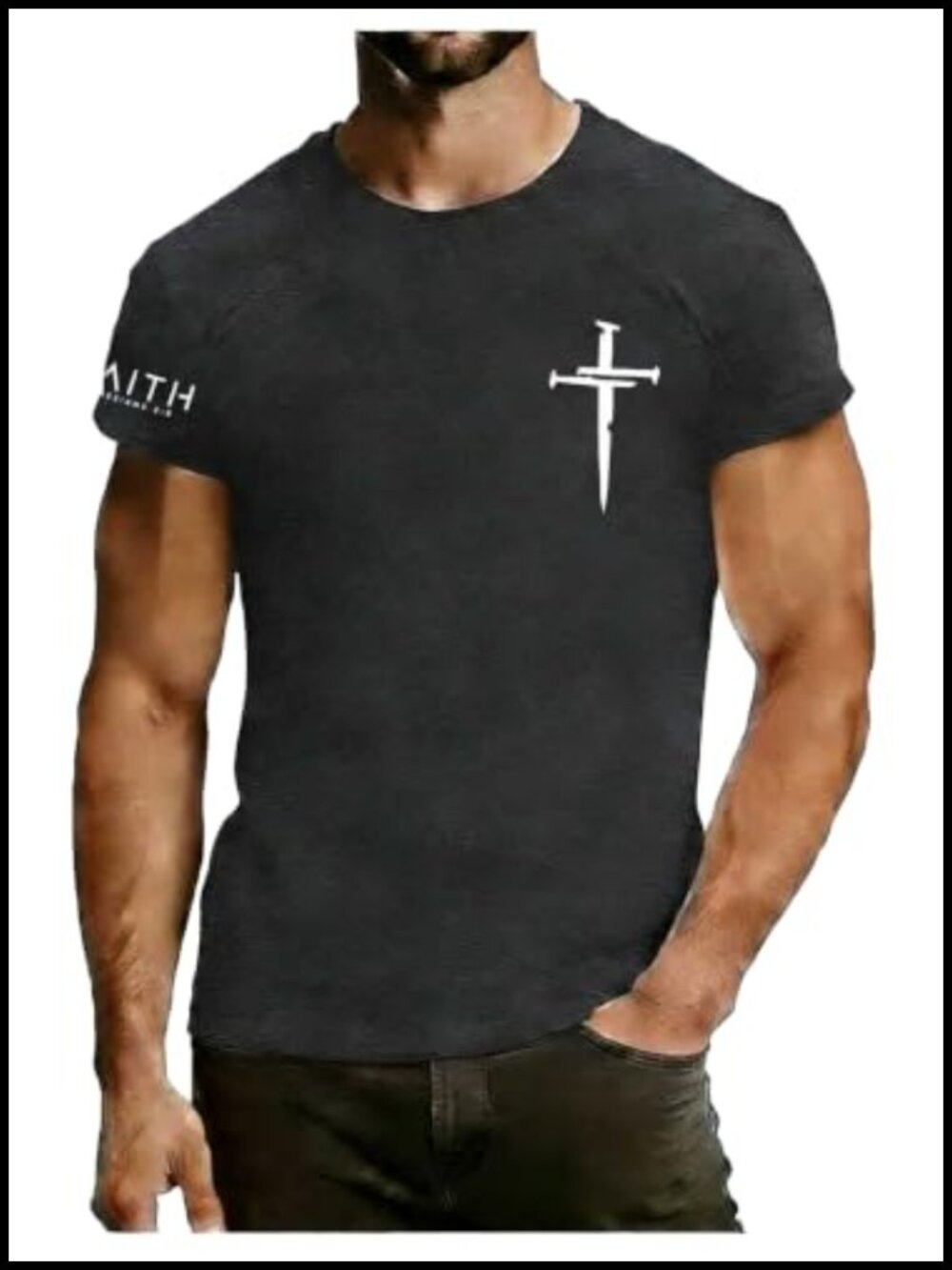 Men's Christian Cross Graphic T-Shirt Faith Short Sleeve Crew Neck